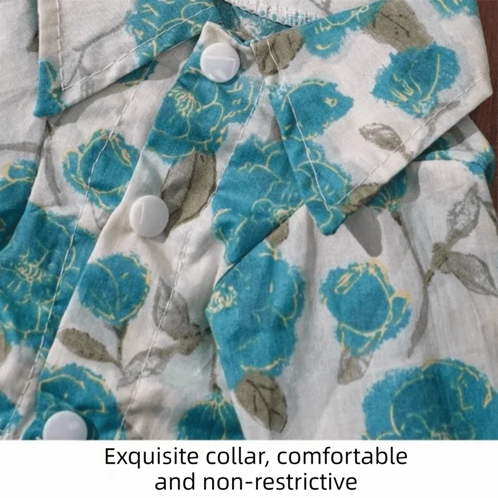 Flower Pattern Dog Shirt Breathable Thin Dog Cooling Vest Soft Fabric Collared Style Cat T-Shirts Outdoor Activities view 4