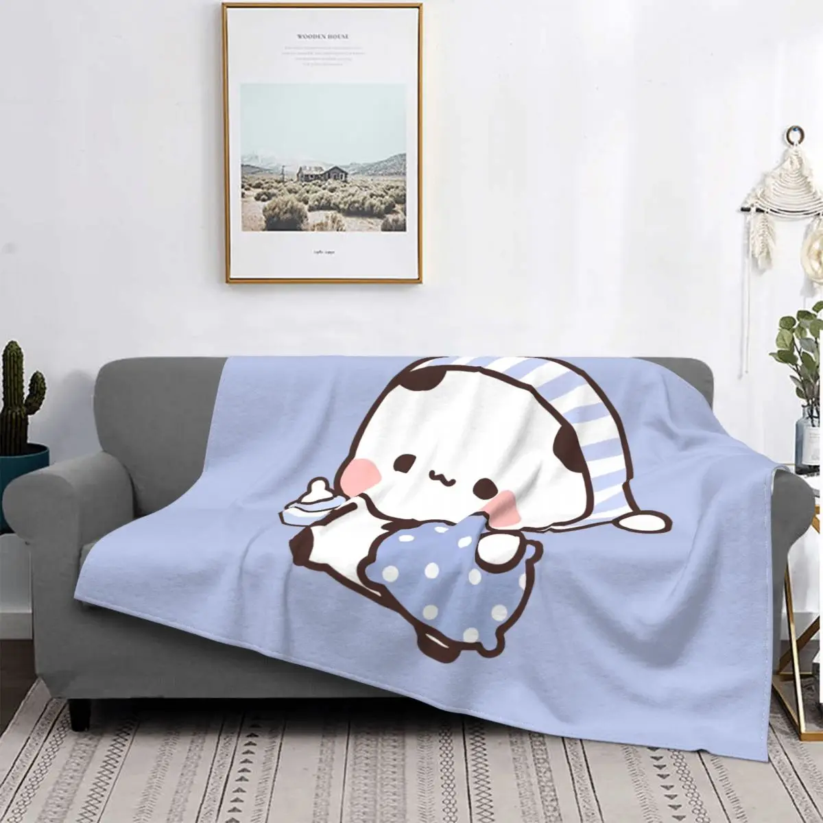 

Bubu Dudu Going To Sleep Blanket Flannel All Season Panda and Bear Portable Soft Throw Blanket for Bedding Bedroom Quilt