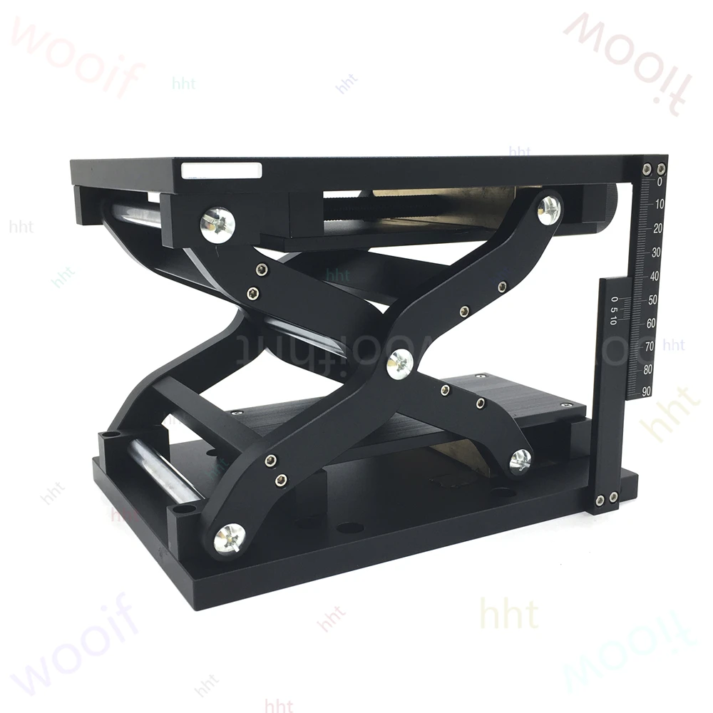 Plataforma de Elevação Vertical Manual com Eixo Z, Mesa Deslizante Tipo Tesoura, Plataforma de Deslocamento Linear 120*80 210*150mm HTZ120 HTZ210