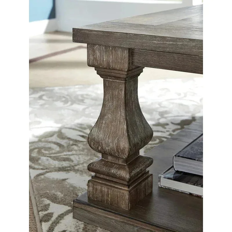 QAZ8-Signature Design by Ashley Johnelle Farmhouse Coffee Table with Weathered Gray Finish. Gray