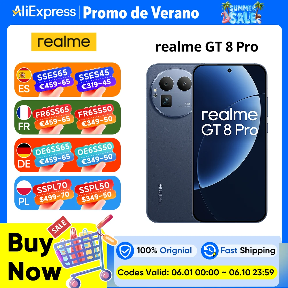 Version mondiale realme GT 8 Pro 5G Smartphone Snapdragon 8 Elite Gen 5 CPU 200MP téléobjectif Ultra clarté 7000mAh batterie 1