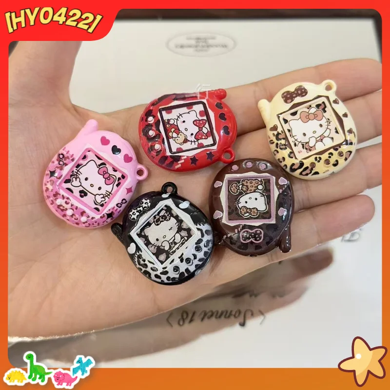 Acrylic Cute Kt Cat Leopard Print Game Console Three Hole Beads For Diy Bag Charm Phone Chain Keychain Jewelry Making Supplies