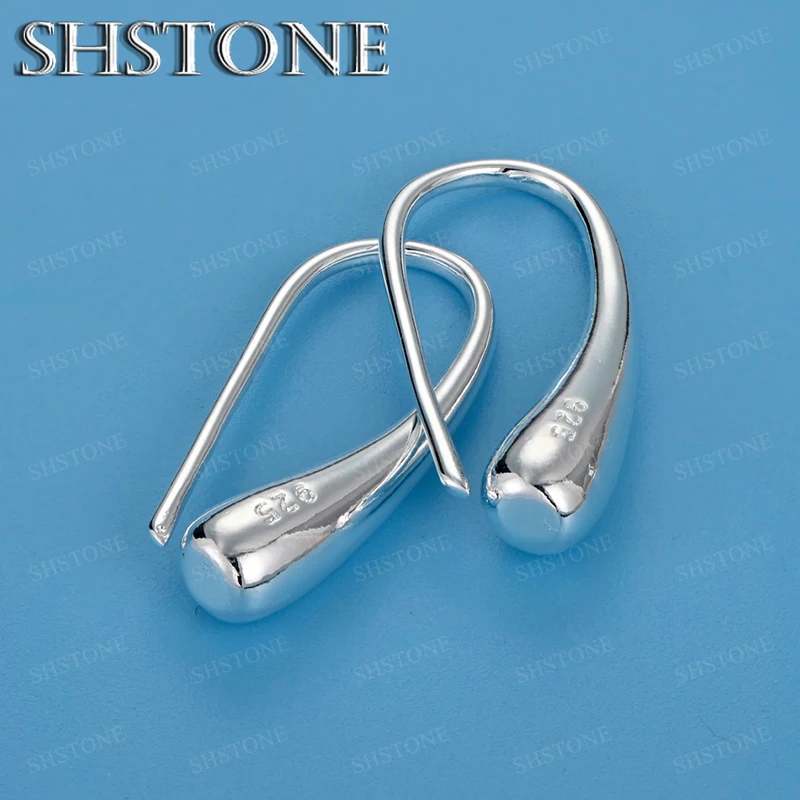 Trend 925 Sterling Silver Water Droplet Ear Clip Earrings For Women Birthday Wedding Party Fashion Design Jewelry Accessories