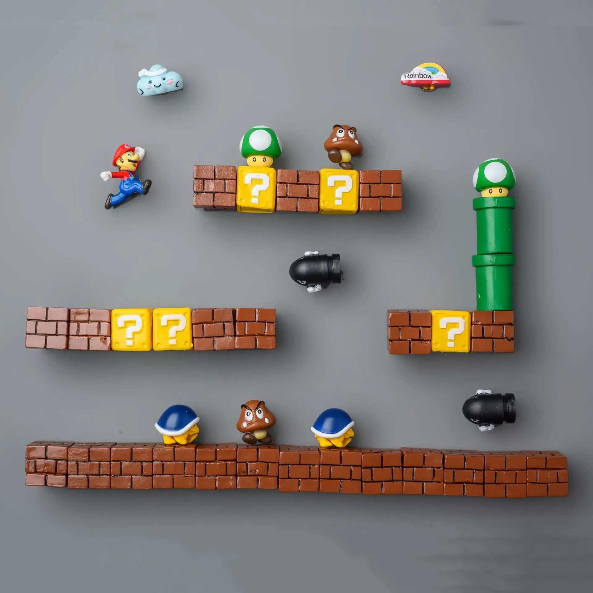 Super Mario Peripheral Cartoon Game Figures 3D Stereo Refrigerator Magnet Home Decoration Fridge Magnet Stickers Accessories