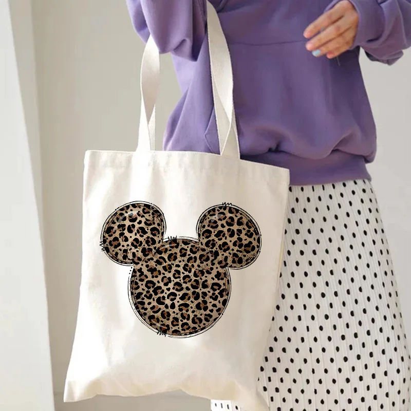 Hip Hop Disney Minnie Mickey Mouse Tote Bag Shopper Canvas Shoulder Bag Eco Shopping Bag Women Tote Harajuku Female