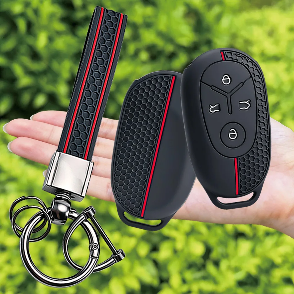 4 Button For Geely EX2 GEOME Galaxy 2025 Light Star Wishes Exploration Youth Version Silicone Key Case Cover Holder Chain