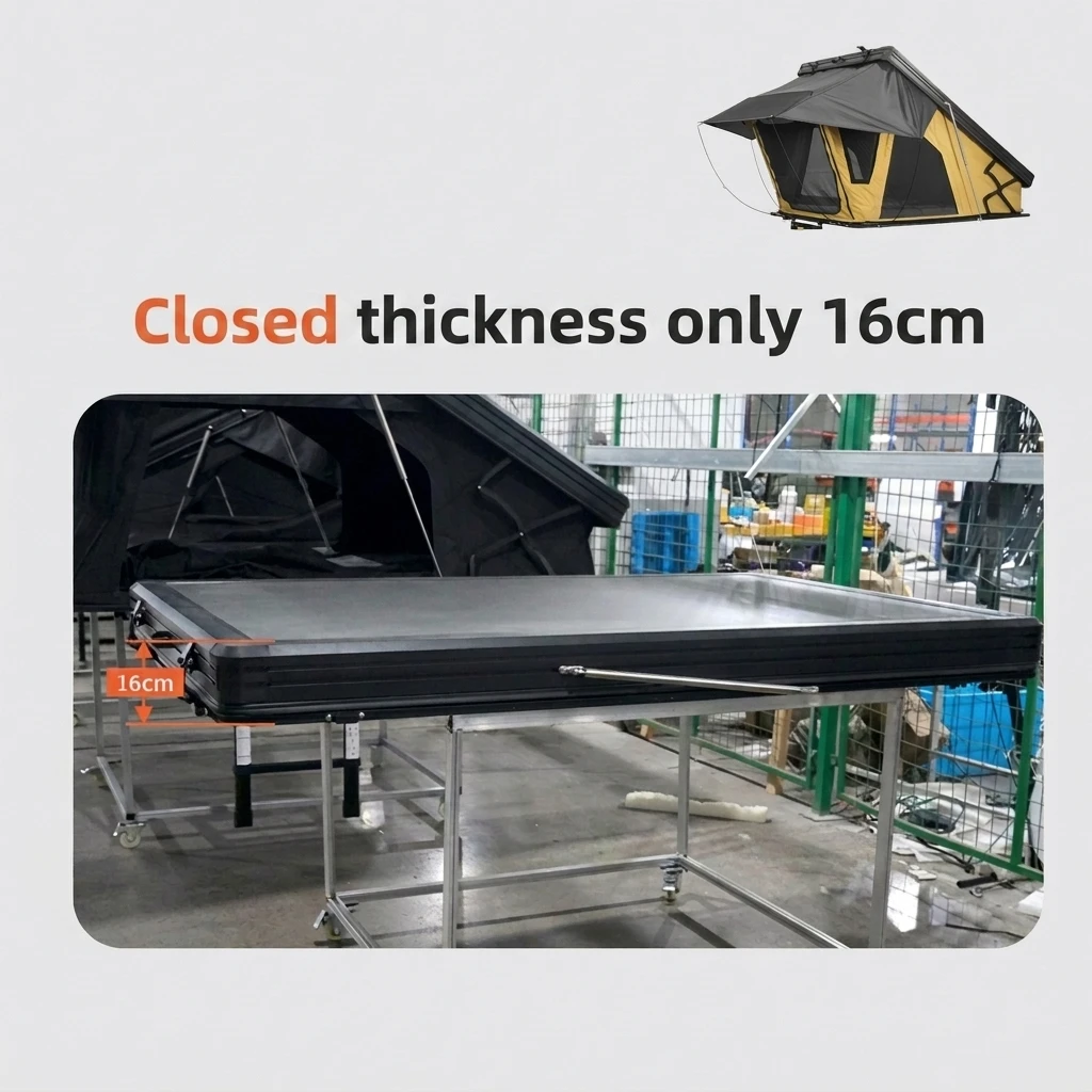 2026 Professional Wedge Rooftop Tent Hard Shell Quick Setup Camping Car Roof Tent Breathable Mesh for SUV Outdoor Travelpromote