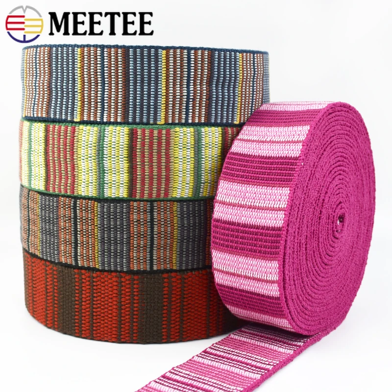 2/5/10Meters Meetee 38mm Ethnic Jacquard Webbing 2.5mm Thick Cotton Ribbon Band Strap Bag Shoes Sewing Bias Binding Accessories