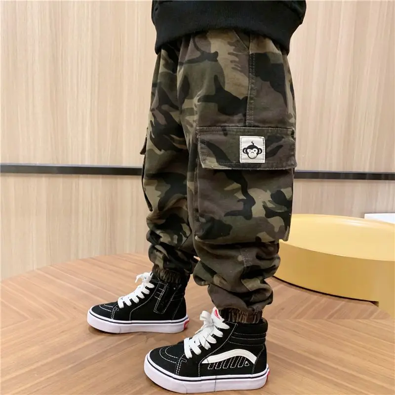 Children's Camouflage Cargo Pants Spring and Autumn 2023 New Boy Baby Loose Casual Sports Pants Winter thickened Kids Trousers