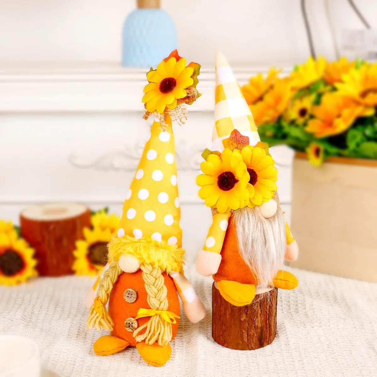 Thanksgiving Autumn Sunflower Couple's Faceless Old Man Rudolph Doll Standing Posture Decoration Faceless Doll Decoration