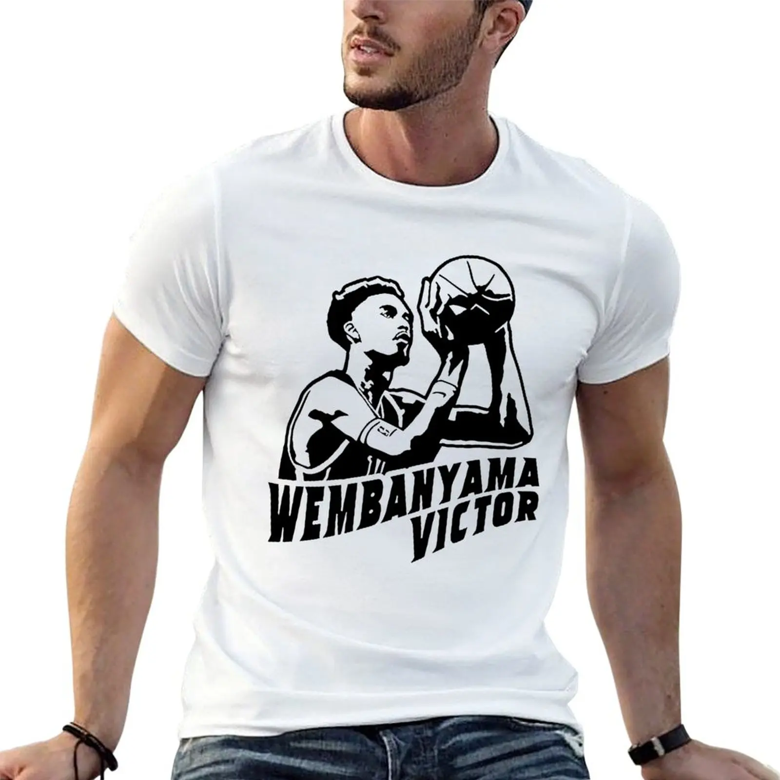 

Victor Wembanyama black T-shirt new edition cute tops heavyweights hippie clothes plain t shirts men