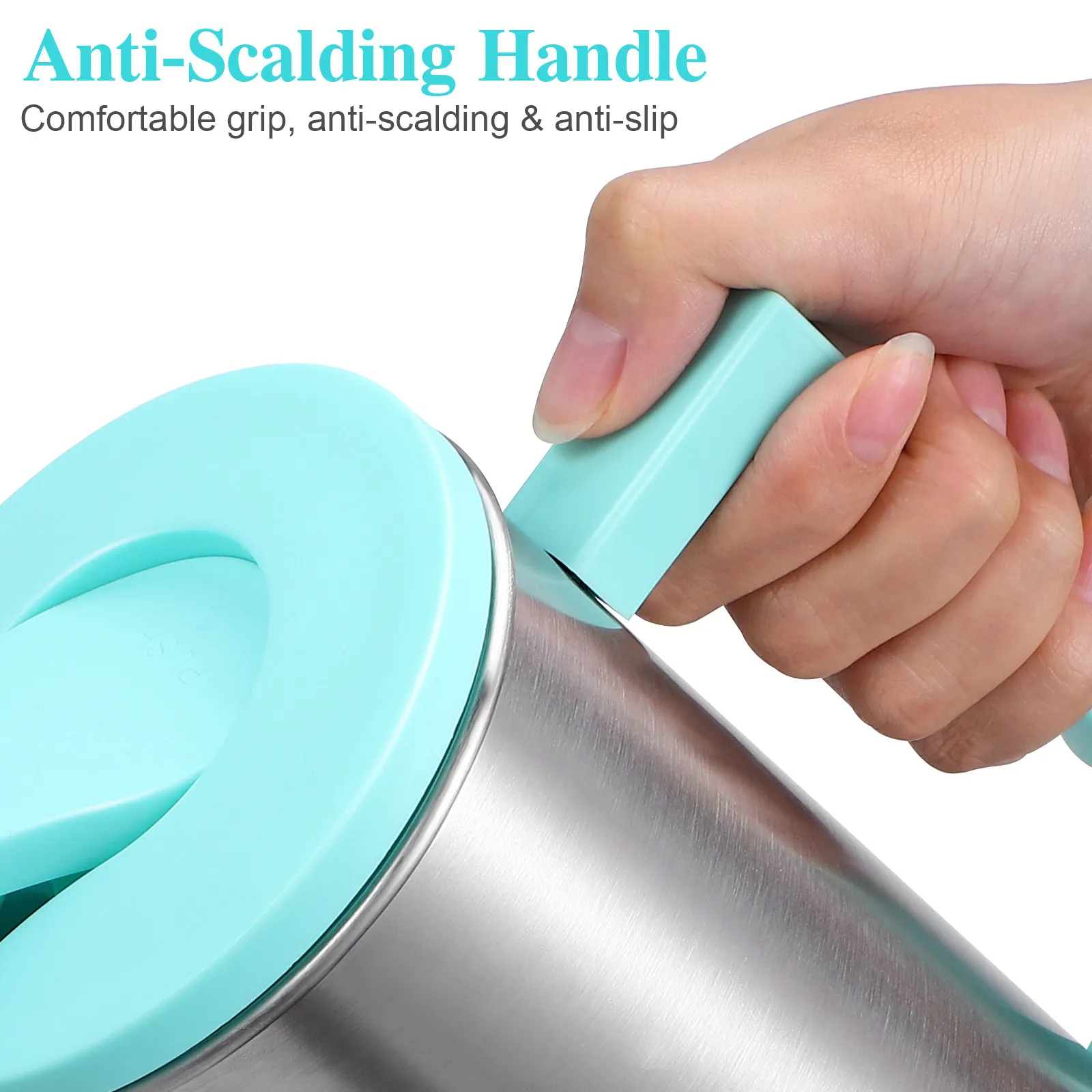 1Pcs Stainless Steel Cold Water Pitcher Large Opening Easy Fill Clean Leak Proof Lid Portable Handle for Pool Picnic Outdoor
