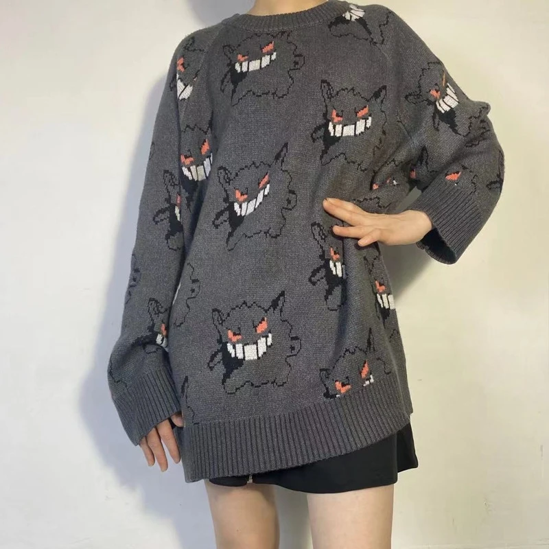 Hot Anime Gengar maglione donna Harajuku modello Pullover sciolto stile coreano autunno inverno moda maglioni lavorati a maglia caldi