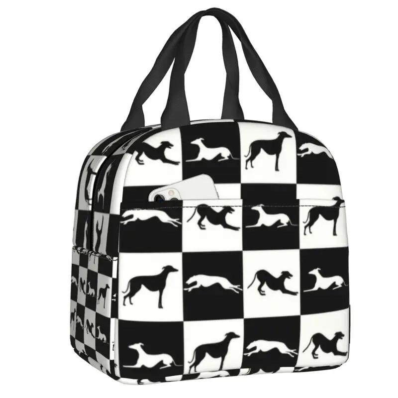 Custom Greyhound Dog Thermal Insulated Lunch Bag Women Portable Lunch Container for Outdoor Picnic Multifunction Food Bento Box