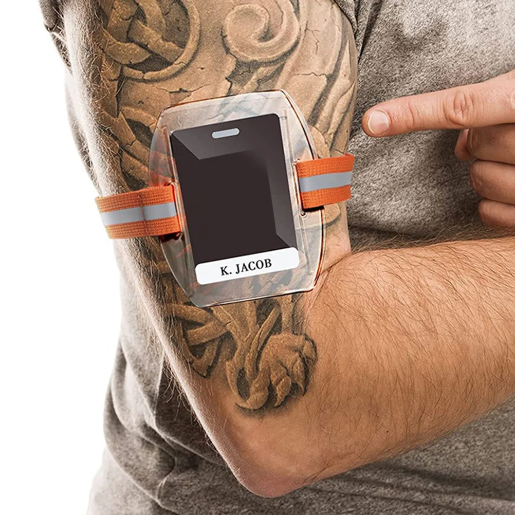 

5 Pcs Arm Badge Holder Personalized Armband Card Telescopic Polyester Webbing Hard Plastic