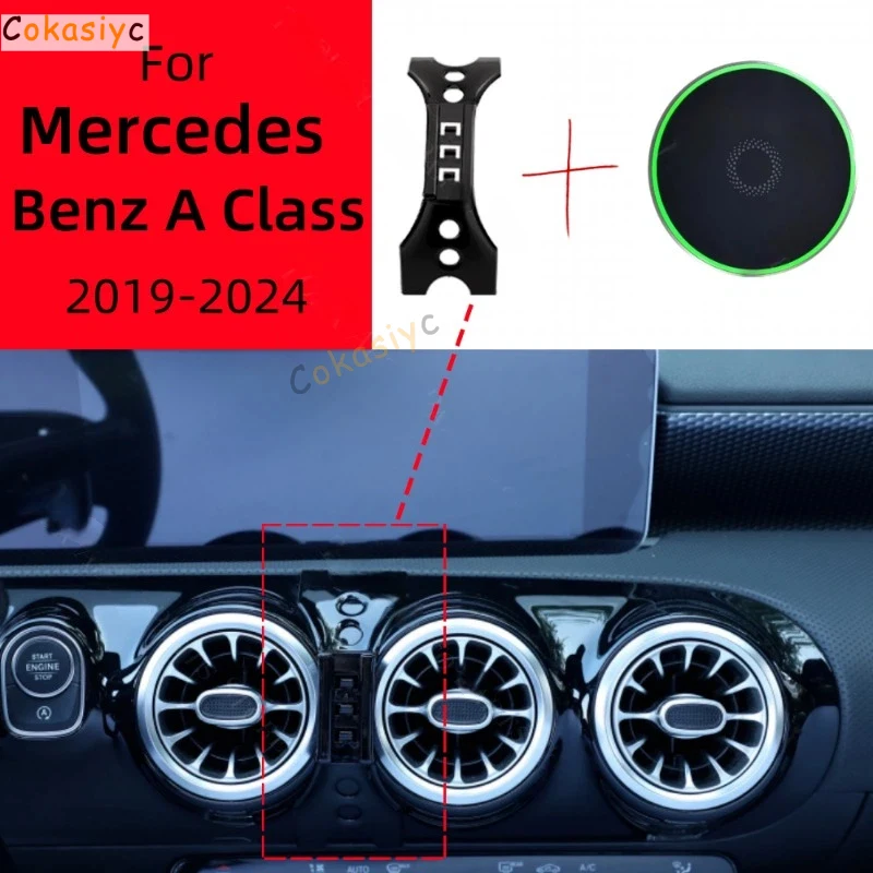 

Magnetic Car Phone Holder For Mercedes Benz A Class W177 2019-2024 Wireless Charging Special Fixed Bracket Base Mount