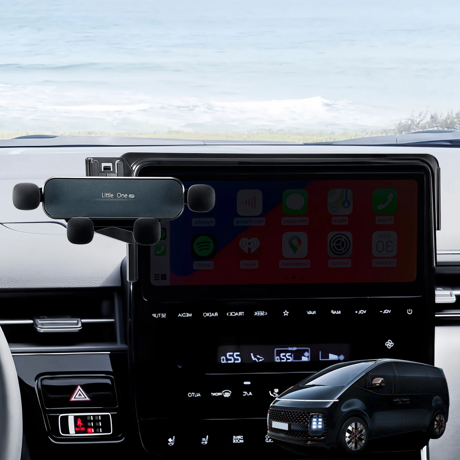 Für Hyundai Staria 2021-2025 Auto-Handyhalterung Bildschirm-Fixierbasis Navigations-GPS-Halterung Mobiltelefon 360-Grad-Halterung