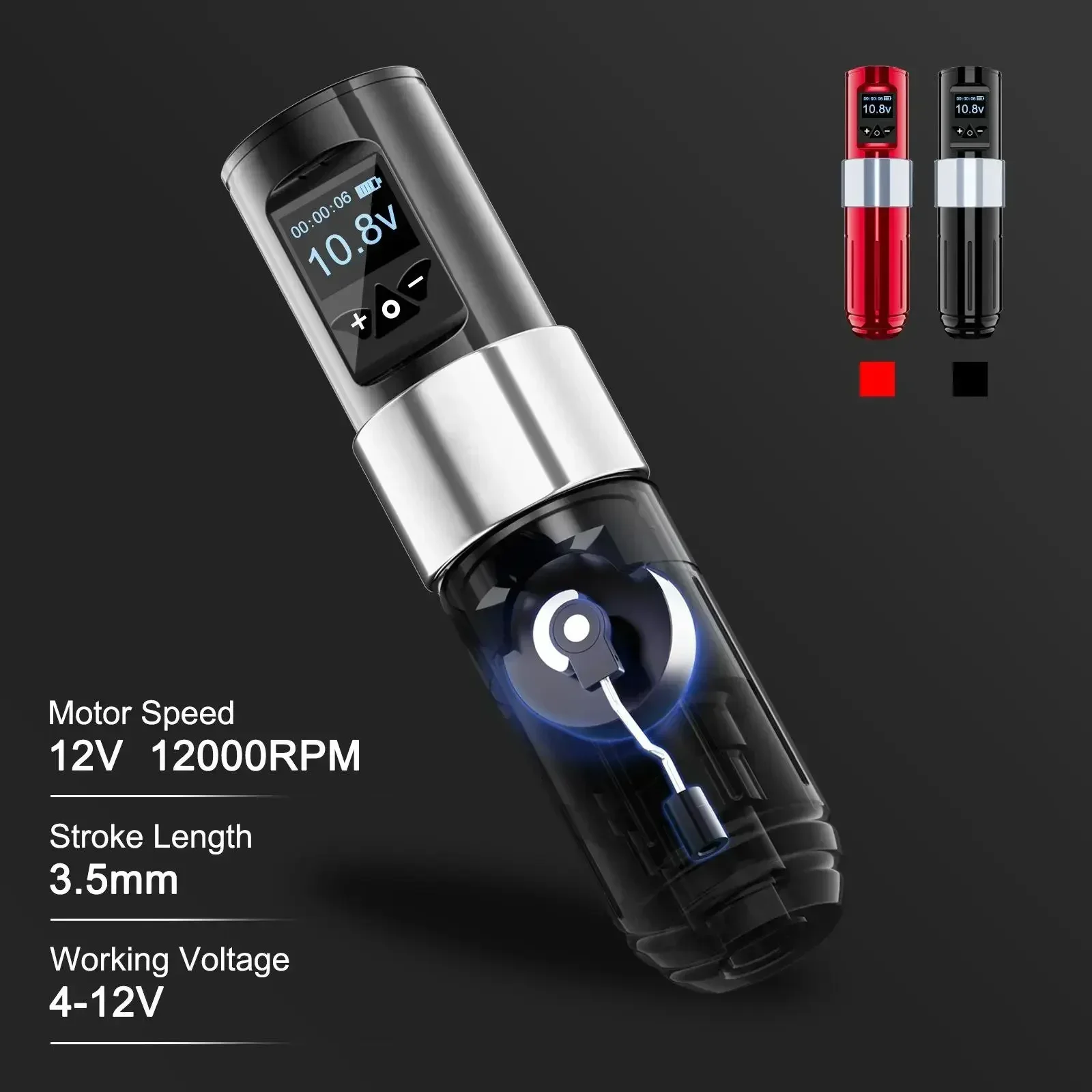 3.5mm Stroke New Wireless Tattoo Pen Machine Tuff/King Lithium Battery Motor Hollow Cup Equipment