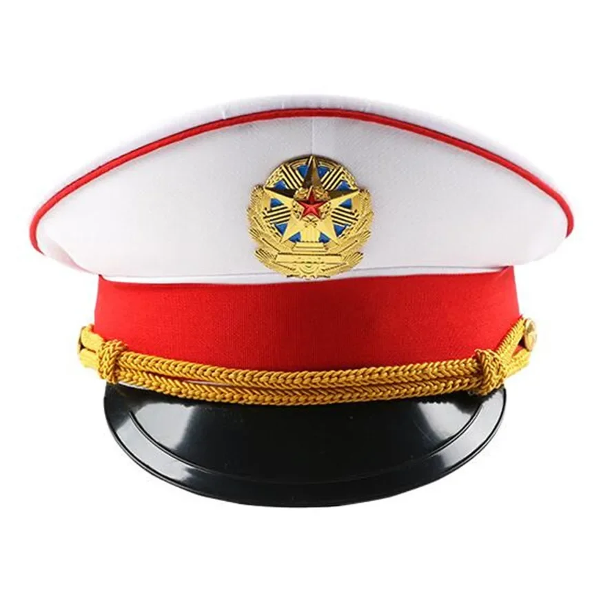 Casquette de performance britannique pour adultes, chapeau militaire vert, chapeaux de l'armée de printemps, casquettes de capitaine blanches, cosplay rouge, grande casquette de police, mode