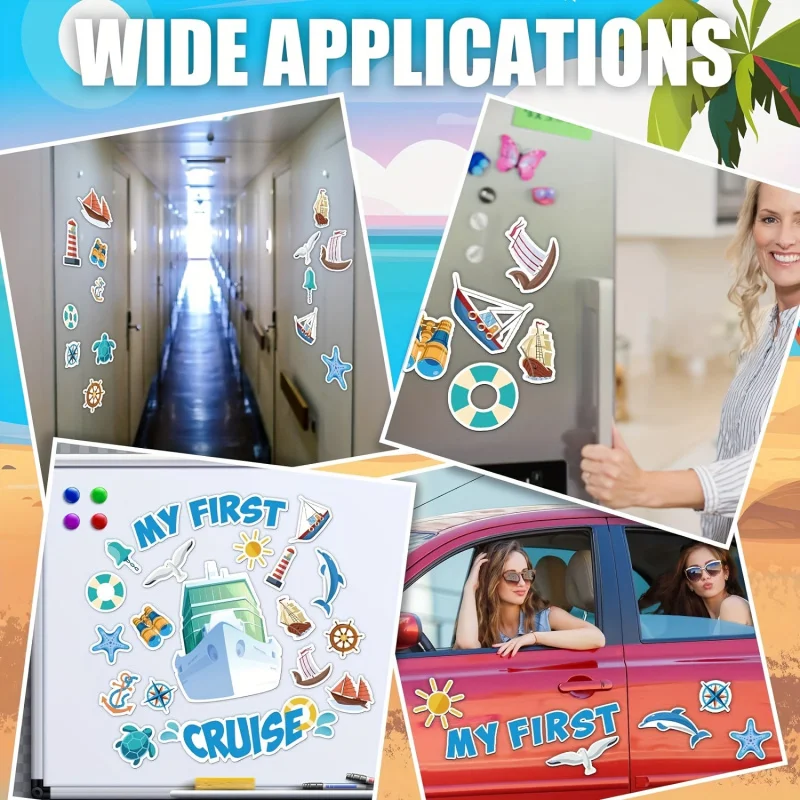 20pcs First Cruise Door Magnets Boat  Magnets Funny Cruise Door Decorations Cruise Magnets for Door Refrigerator Cruise Essentia