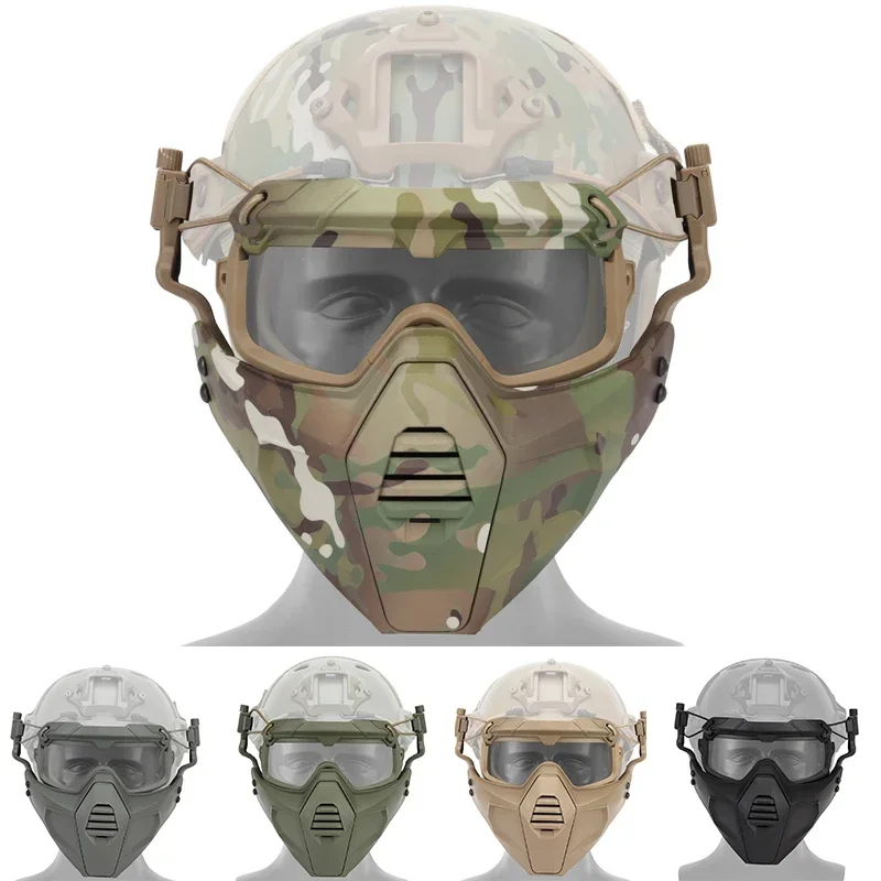 Airsoft Paintball Hunting Mask + Goggles Set Tactical Combat Half Face Mask CS Game Protective Masks