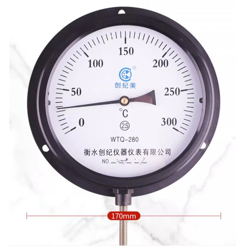 Pressure thermometer pointer type industrial high-precision temperature tester boiler water/oil/steam thermometer 0-300℃