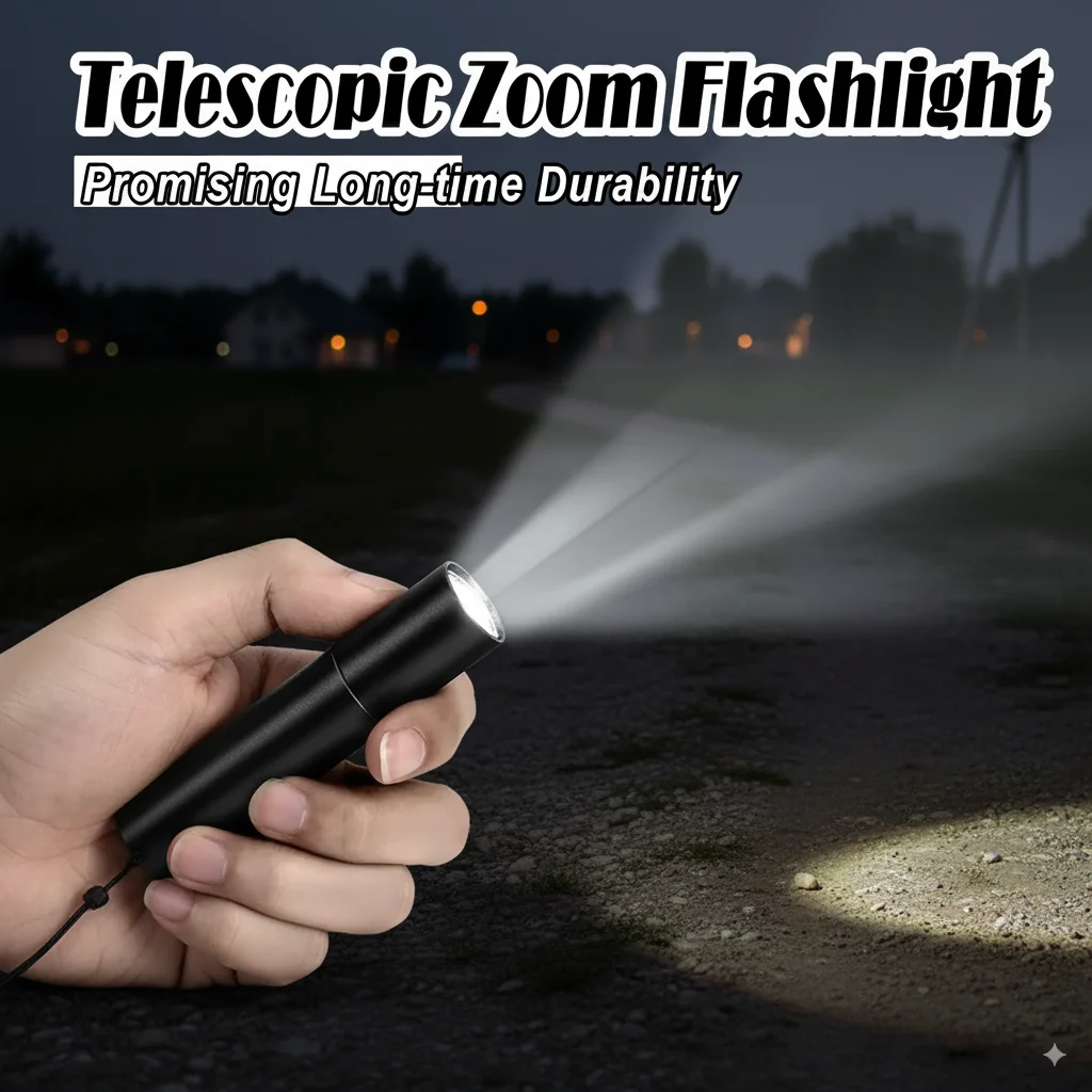 Mini Led Flashlight 6000k Waterproof Lamp Zoomable Flashlights Torches Usb Rechargable 3-light-modes Portable Rechargeable Wider