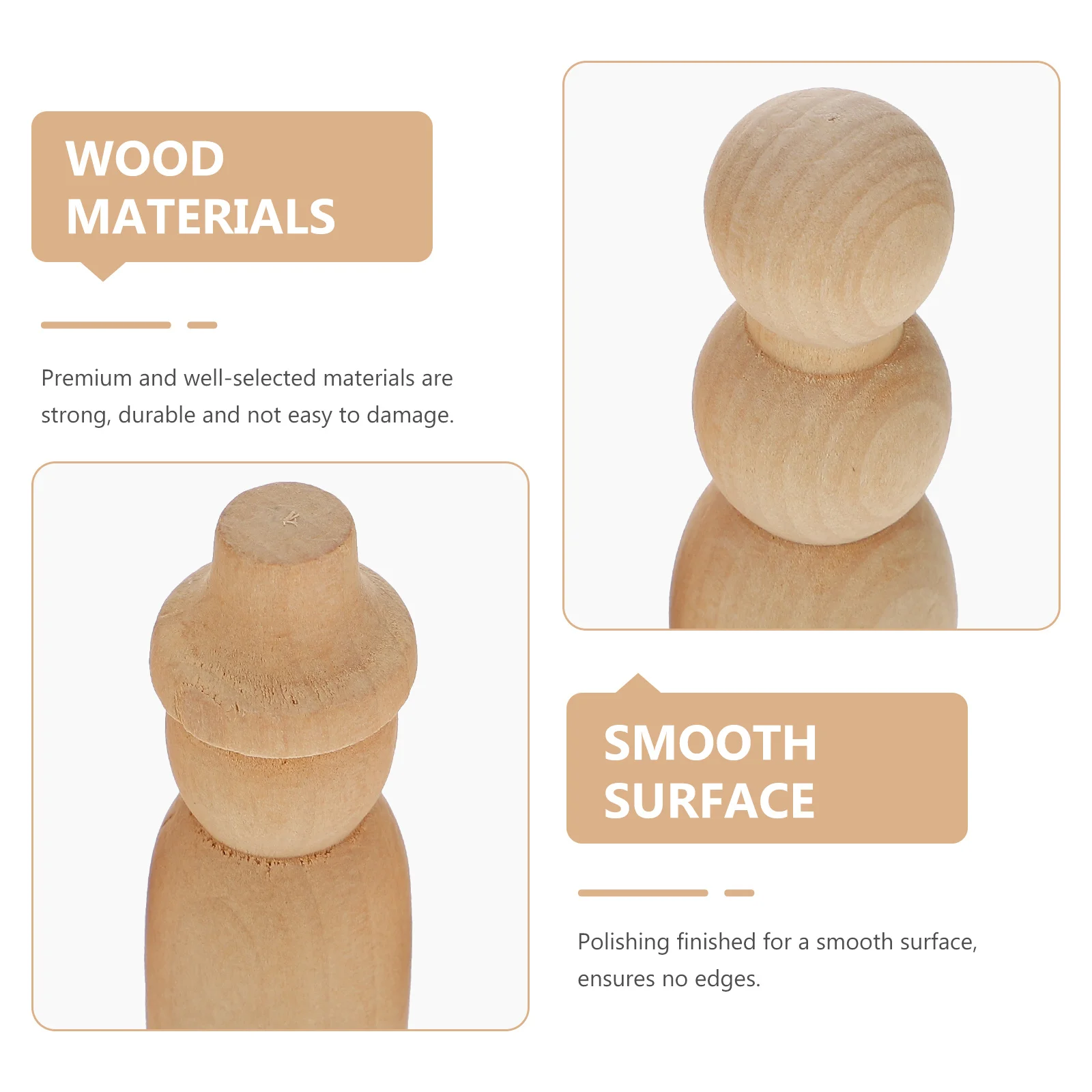 30 قطعة من الوتد الخشبي غير المطلي دهان داي لتزيين الأطفال حرفية إبداعية لورشة الوالدين والطفل شخصيات صغيرة #6