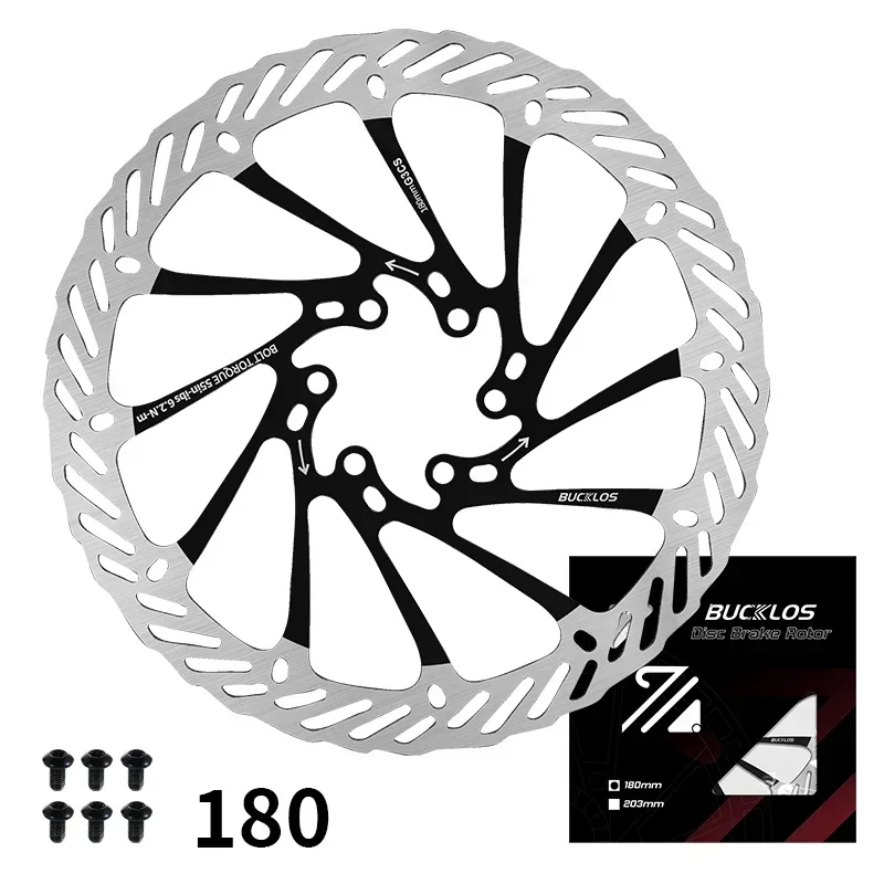 BUCKLOS Fahrradbremsscheibe G3 160 mm 180 mm 203 mm hydraulische Scheibenbremsscheiben mit 6 Schrauben für MTB-Mountainbike-Zubehör
