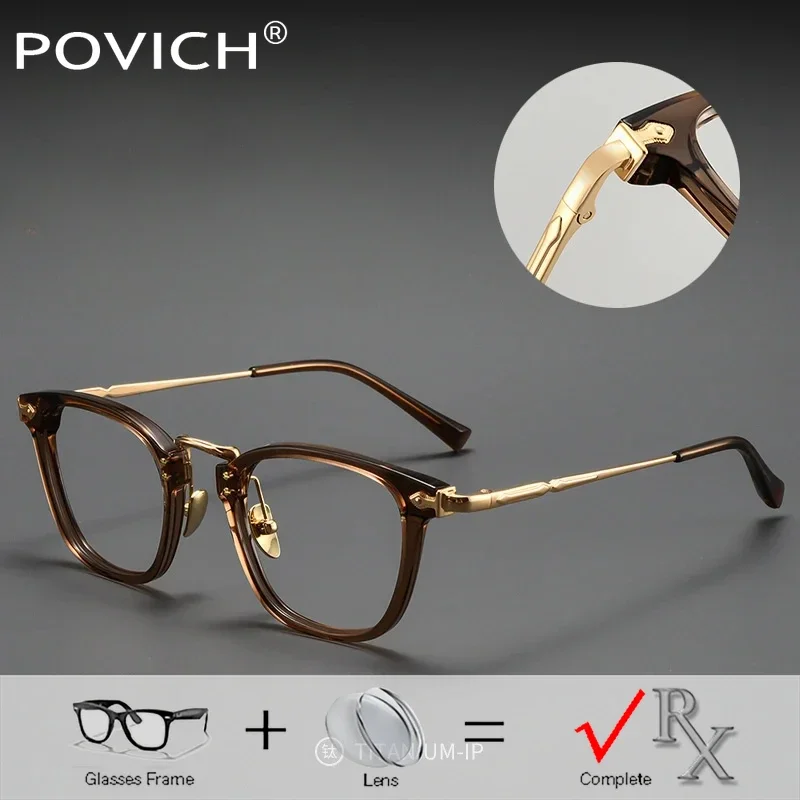 

Square Titanium Acetate Prescription Glasses Men Bifocal Optical 1.74 Custom Multifocal Progressive Eyeglasses Myopia Eyewear