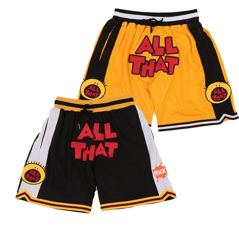 

Basketball shorts ALL THAT Four pockets Sewing embroidery outdoor sport Beach pants ventilation Black yellow 2024