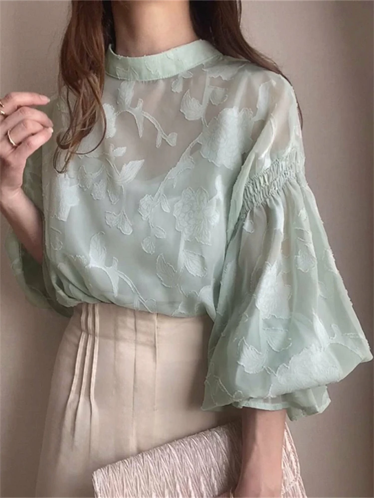 

Летняя женская блузка, весенняя рубашка, женская блузка макси, блузка, шифоновая, повседневная, элегантная, винтажная, с длинным рукавом, свободная, белая