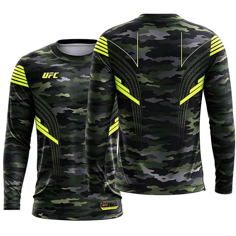 Men Camouflage Long Sleeve Rash Guard UFC Compression Shirt BJJ Jiu Jitsu Boxing Quick Dry Gym Fitness Training Sport Top S-5XL