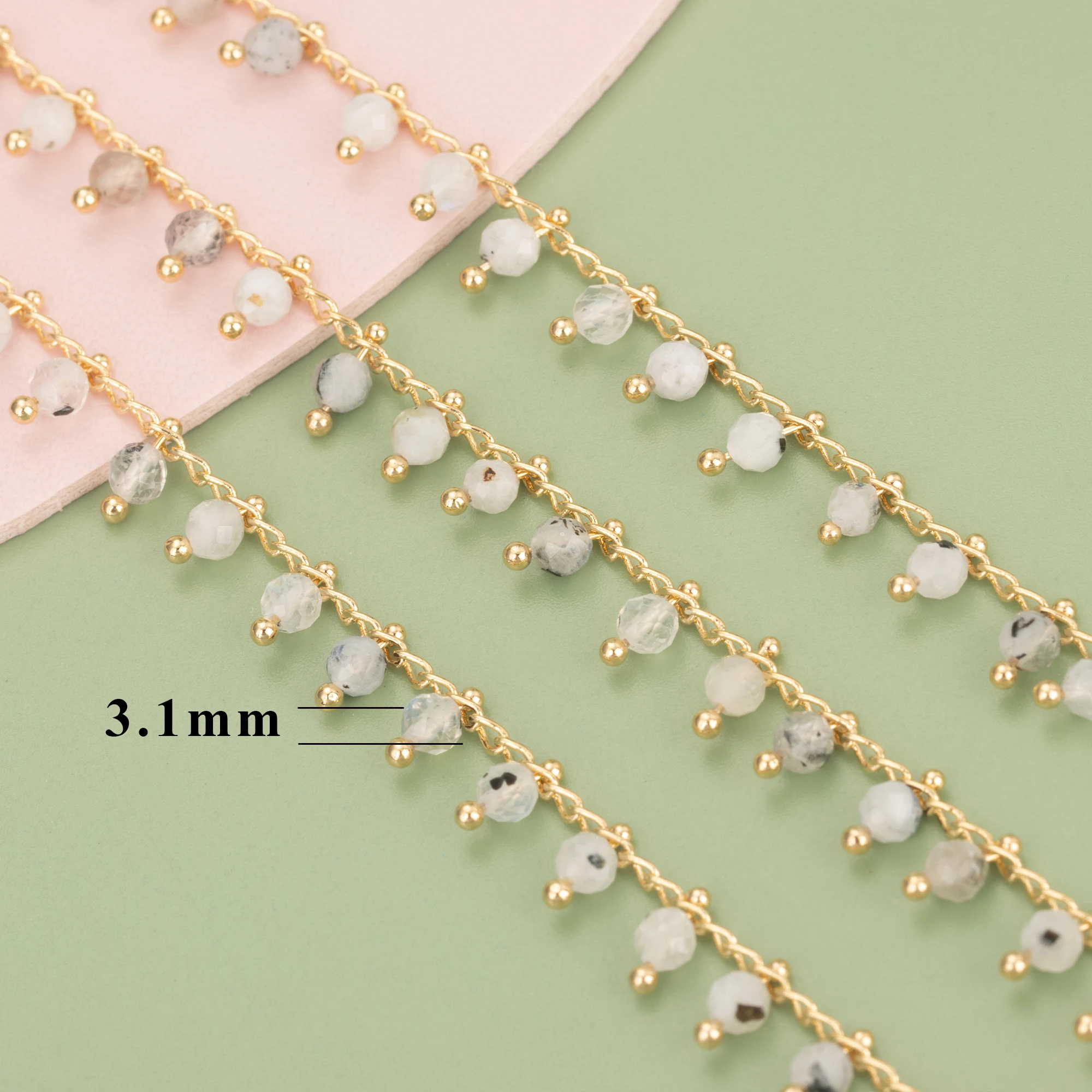 YEGUI C82,jewelry accessories,diy chain,18k gold plated,0.3 microns,natural stone,diy chain necklace,jewelry making,1m/lot