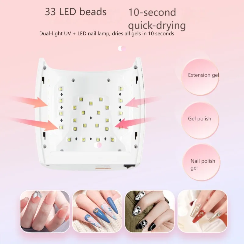 โคมไฟยูวี LED สำหรับทำเล็บแบบชาร์จไฟได้ 66W ไร้สาย สำหรับมืออาชีพ เหมาะสำหรับทำเล็บเจล ใช้ในบ้านและร้านเสริมสวย (สีขาว)