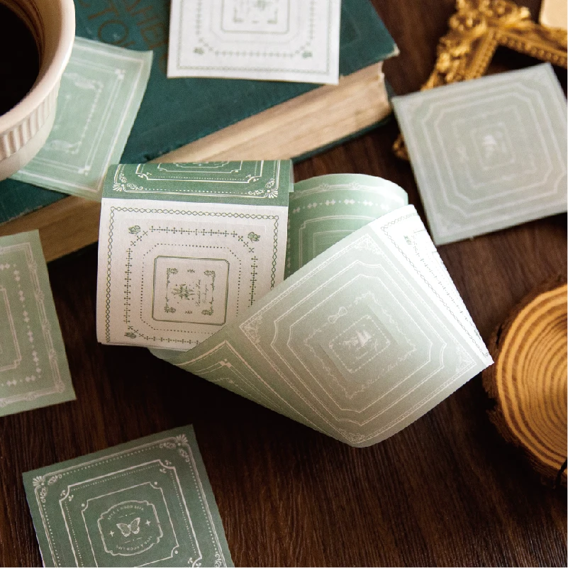 Card Lover 80 Pcs[Venetian Border Series] Vintage Journal Stickers White Kraft Sticker Paper Scrapbooking Material Scrapbook Kit