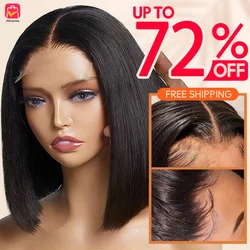 13x4 Lace Front BOB Wig Human Hair Straight 180% Full Density HD Transparent Lace Frontal Wigs bob hair lace front wig For Women