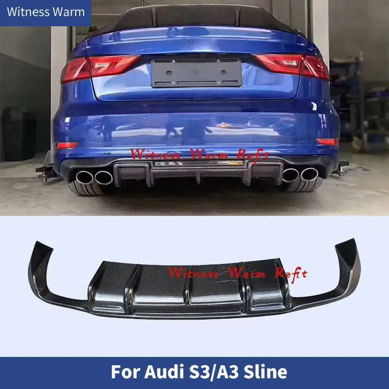 Diffuseur de Pare-Chocs Arrière de Voiture en Fibre de Carbone Frp, pour Audi A3 Sline S3 Berline 4 Portes 2013-2016, Non A3 Standard