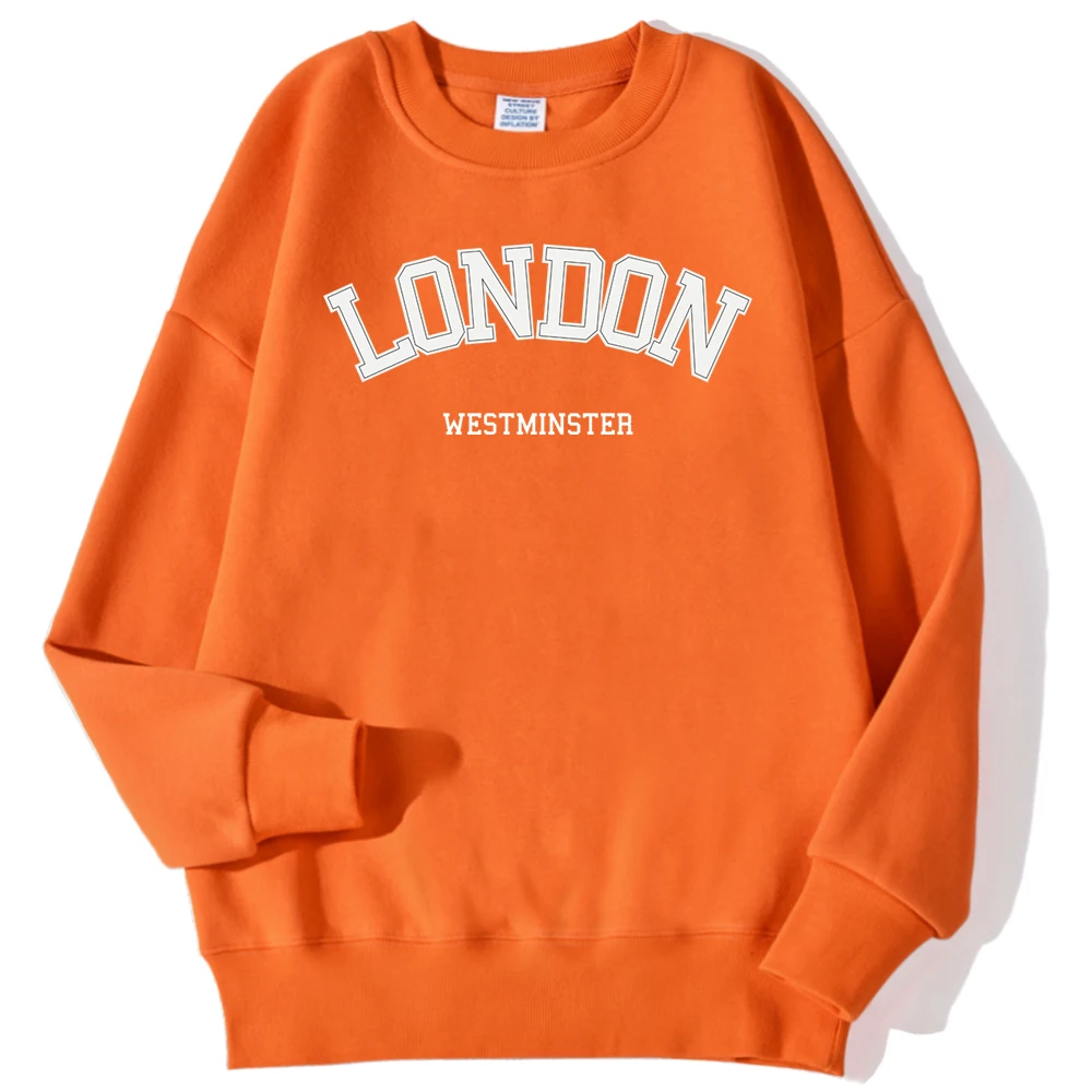 London Westminster Street Letter Prints Sweatshirts For Men Autumn Casual Hoodies O-Neck Soft Pullovers Street Trend Clothing