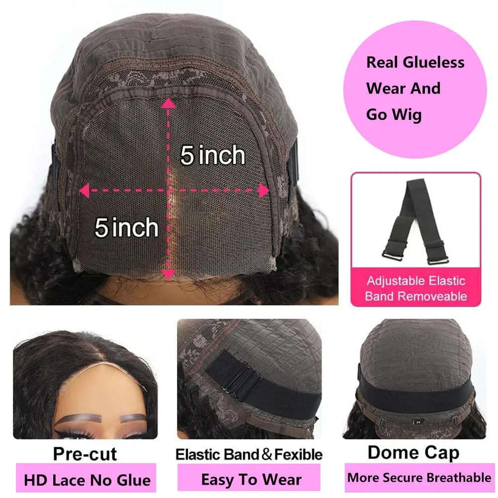 الجسم موجة غلويليس الباروكات 5x5 HD الدانتيل ارتداء الشعر البشري والذهاب غلويليس الباروكات الدانتيل الجبهة الباروكات الشعر البشري 180% الكثافة