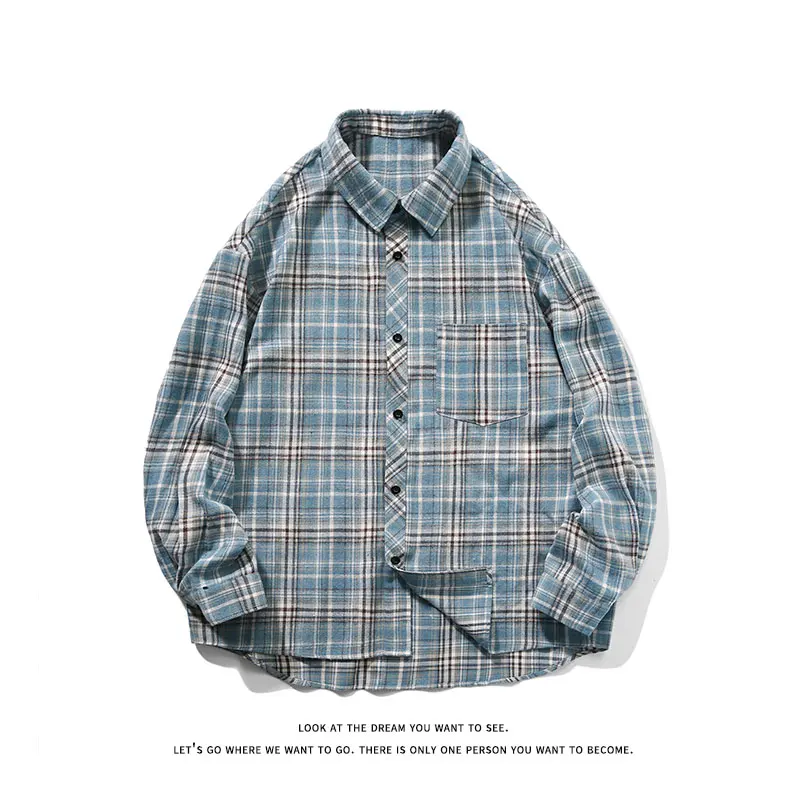 Korean Clashing Plaid Shirts Thin Long Sleeve Shirt Loose Fit Vintage Shirt Men Women Casual Summer Sun Protection Clothing Coat