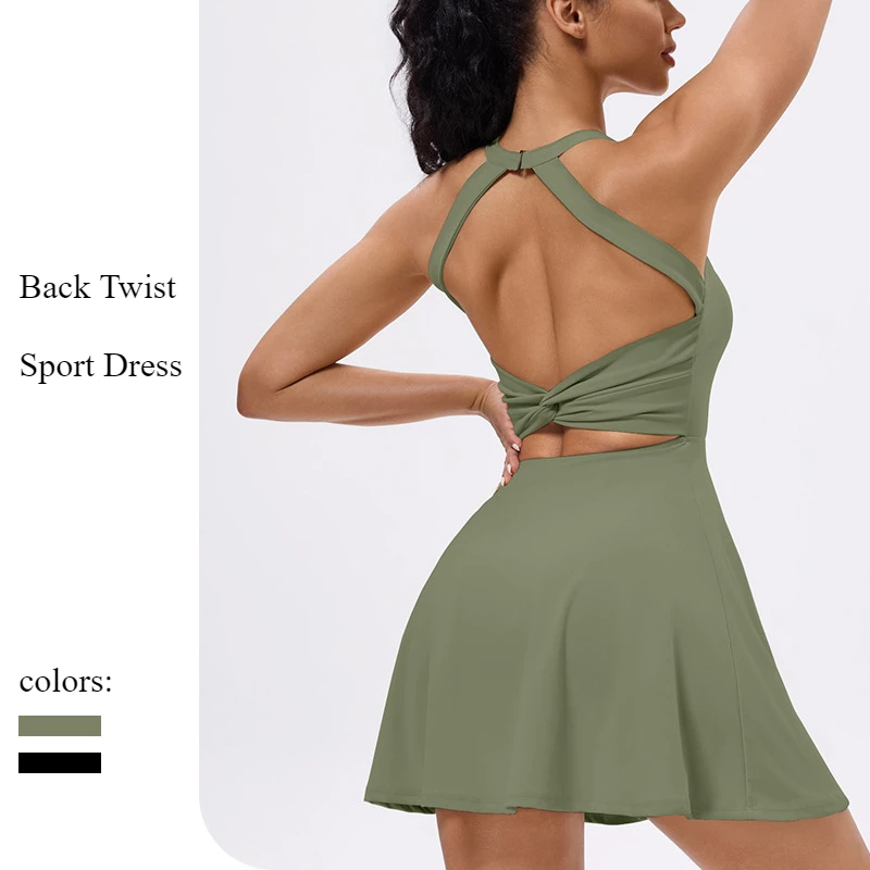 Tennis Dress with Shorts Badminton Clothing 2025 Golf Wear Dress with Shorts Underneath Workout Outfit 1pc Padded  Sport Dress