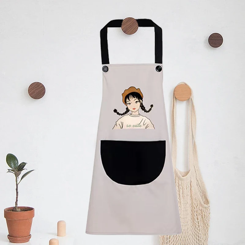 New Cute Japanese Apron Waterproof And Oil-Proof Home Kitchen Cooking Housework Female Fashion Apron