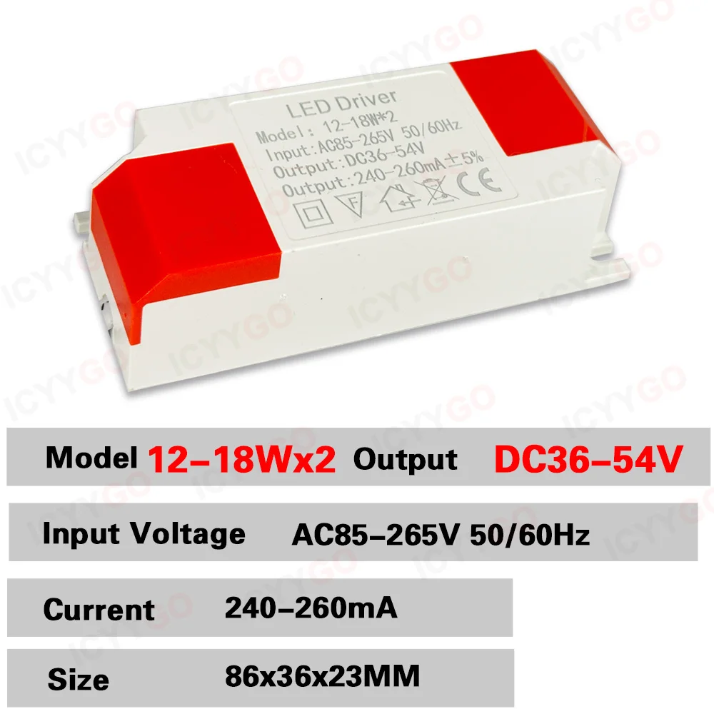 1W 3-5W 4-7W 8-12W 12-18W LED Driver 240-260MA AC85-265V to DC5-12V 12-17V 14-25V 24-40V 36-54V Dual-Color Lighting Transformer