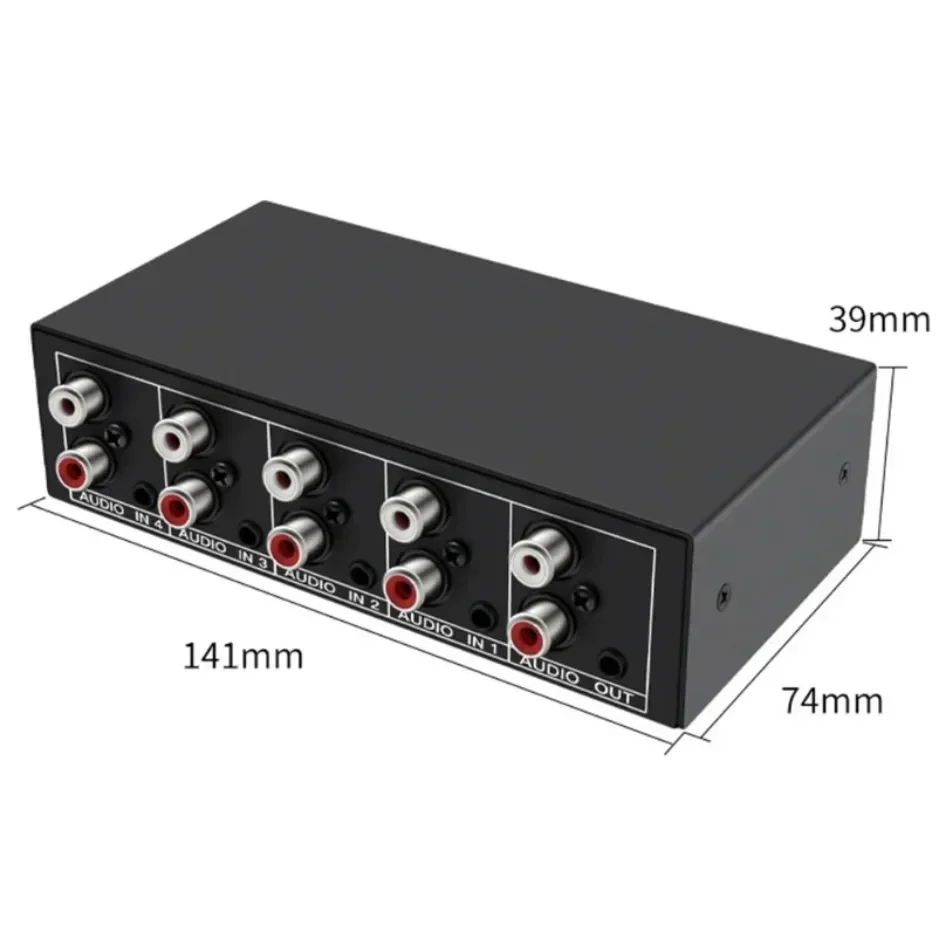 XIKCU 4 In 1 RCA AUX Audio Switcher Stereo Audio Selector 4X1 Pasif 3.5Mm Aux L/R RCA Audio Switch Box Analog Audio Selector