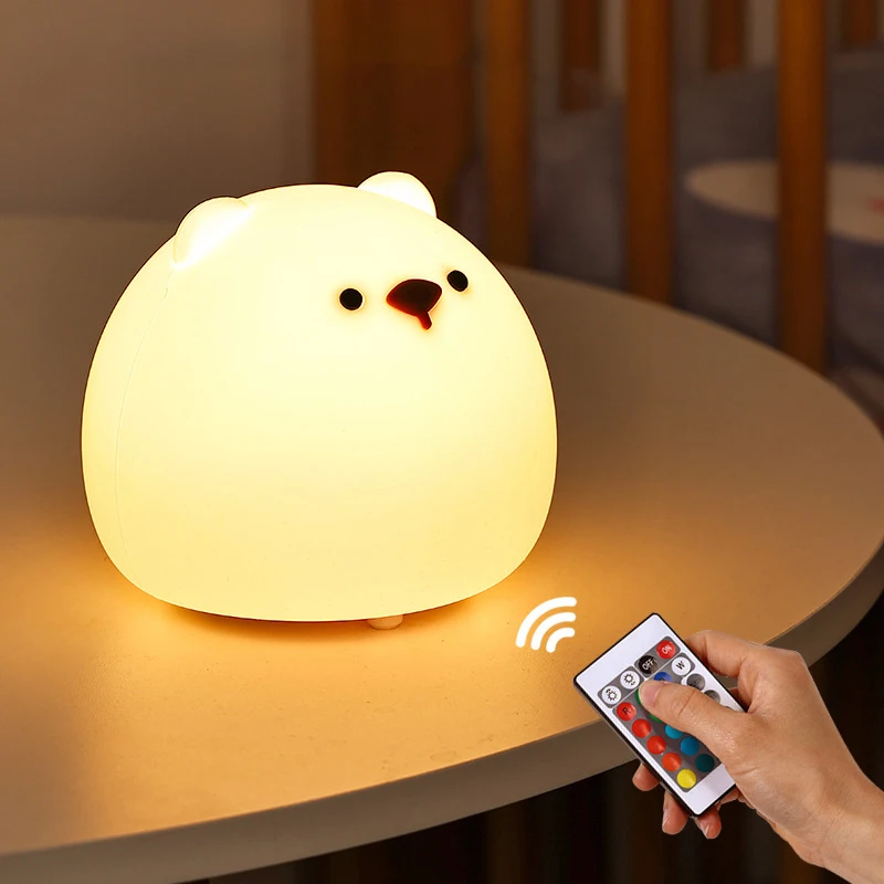 Small Fat Bear Silicone Night Light Bedroom Light Gift Girls Cute Christmas Gift Colorful Creative Charging Pat Light