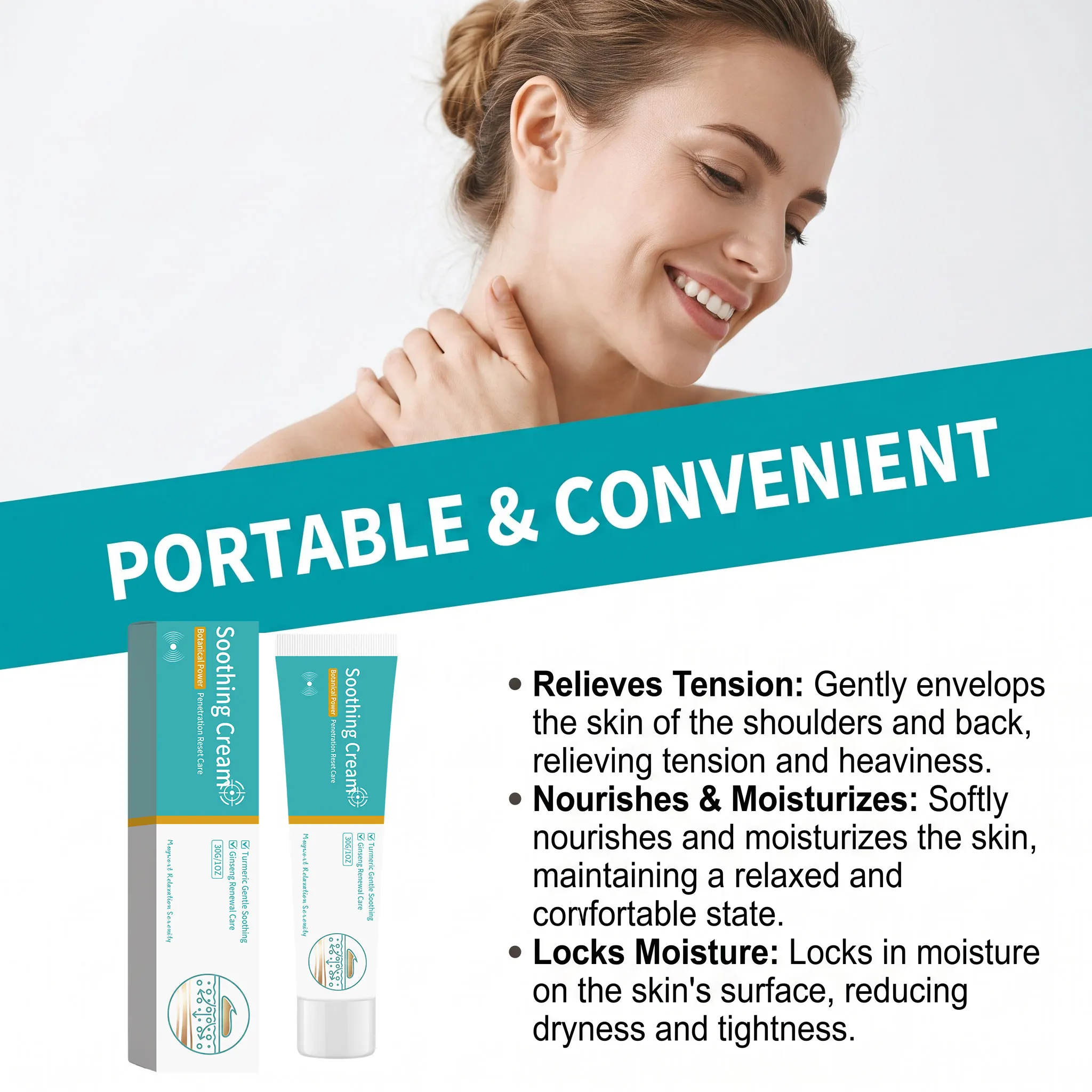 Shoulder Care Cream Neck Shoulder Body Cream Relieve Tense Sensation Massage Lotion Long Lasting Hydrating Barrier Support 30g