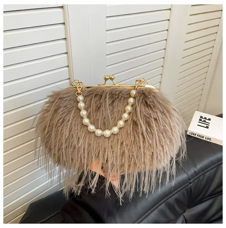 حقيبة كروس راقية على الطراز الكوري الجديد مع سلسلة لؤلؤية متعددة الوظائف للخريف والشتاء