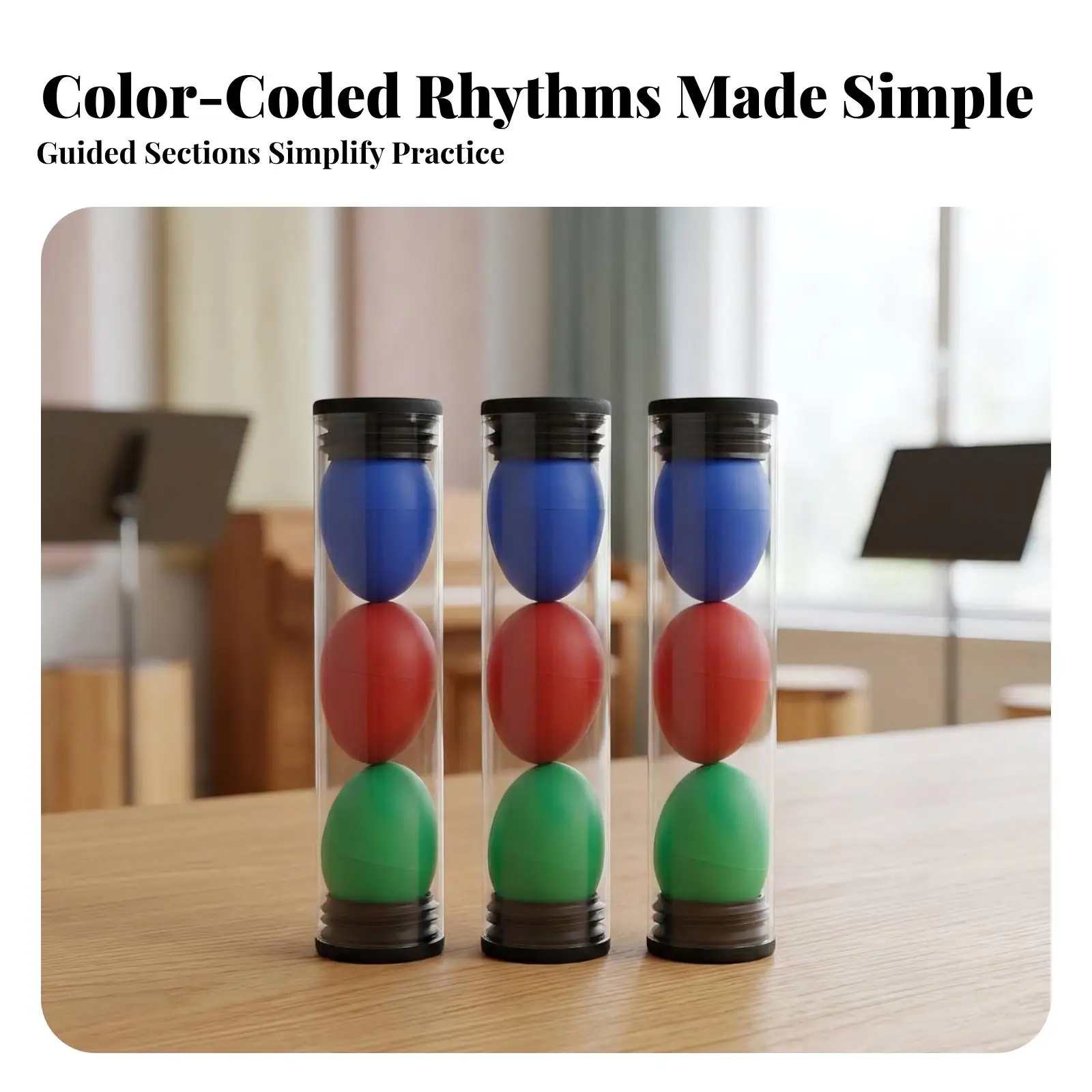 Durable ABS Plastic Music Shaker with Clear Body and Safe Sealed Ends for School Music Lessons and Rhythm Games