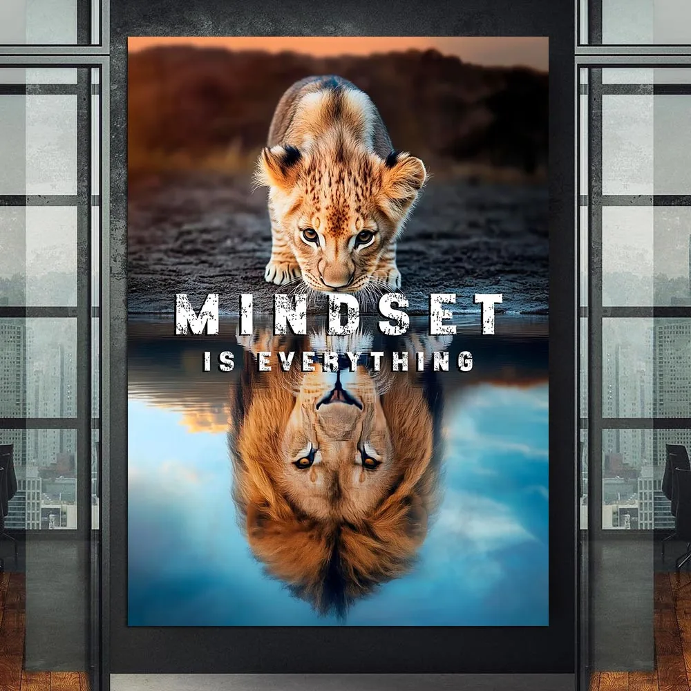 

Mindset Is Everything Quotes Poster, Modern Motivational Wall Art, Fun Positive Animal Picture, Home Office Decor, Canvas Print